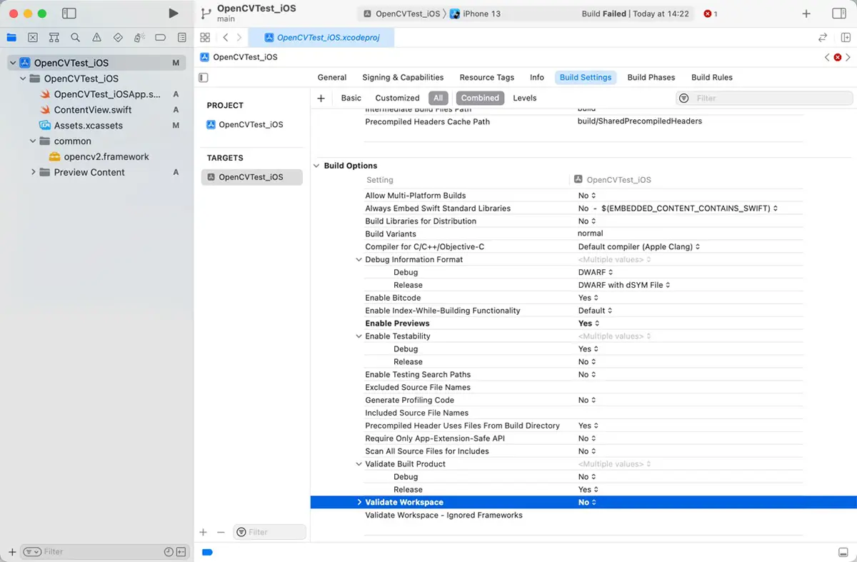 「Validate Workspace」を「YES」に変更してから「NO」に戻す