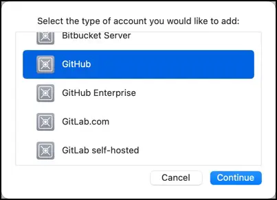 Select the GitHub