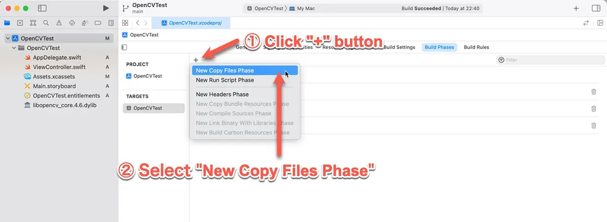 Select "New Copy Files Phase"