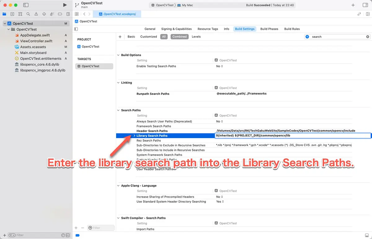Enter the library search path