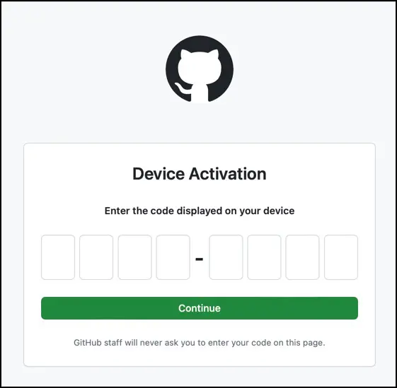 Enter the one-time code for the GitHub CLI