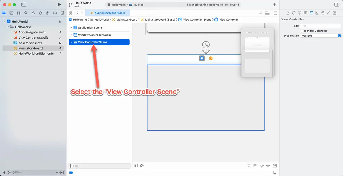 Select the "View Controller Scene"