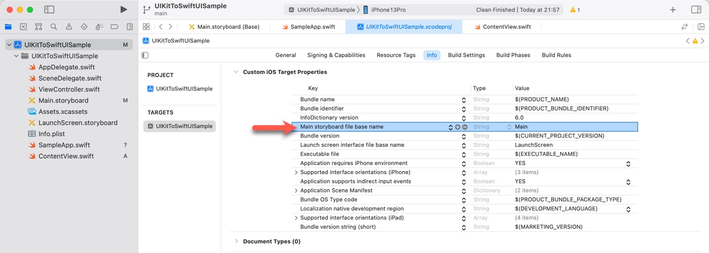 Remove "Main storyboard file base name"